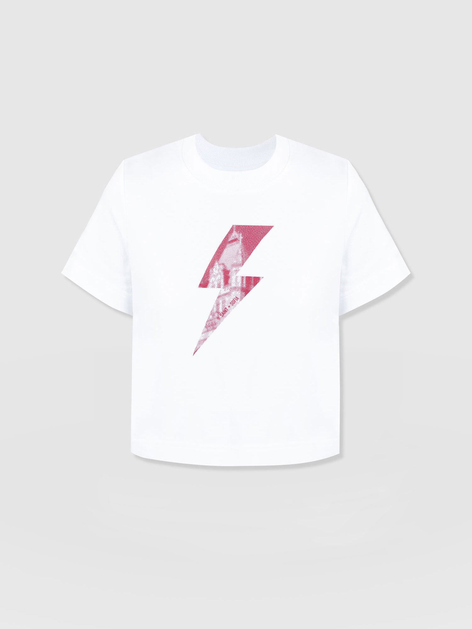 Chelsea Crew Neck Tee - White - Pink Lightning Bolt - Women's T-shirts | Saint + Sofia? USA